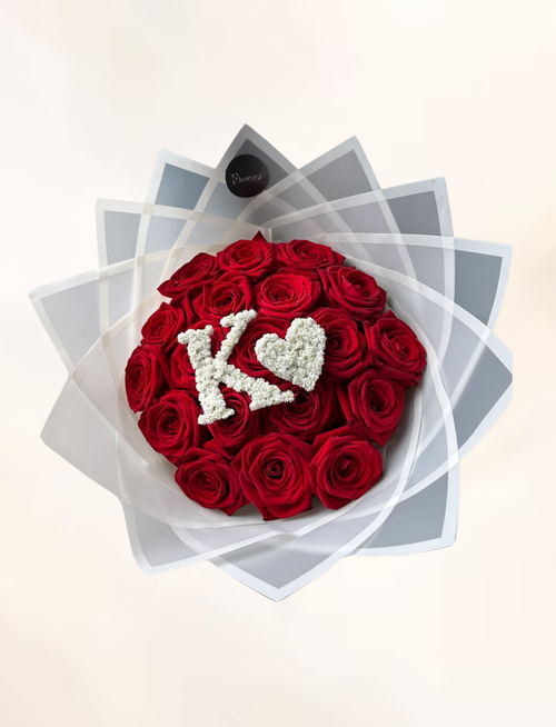 20 Rode Rozen met Letter