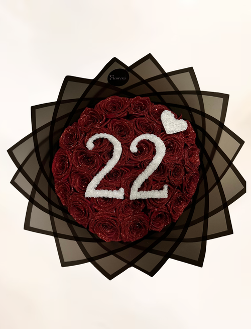 30 Rode Glitter Rozen met Cijfers