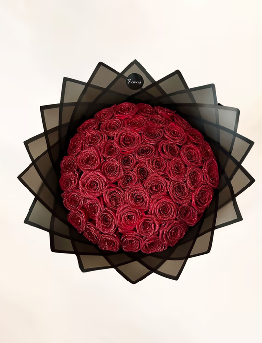 50 Rode Glitter Rozen