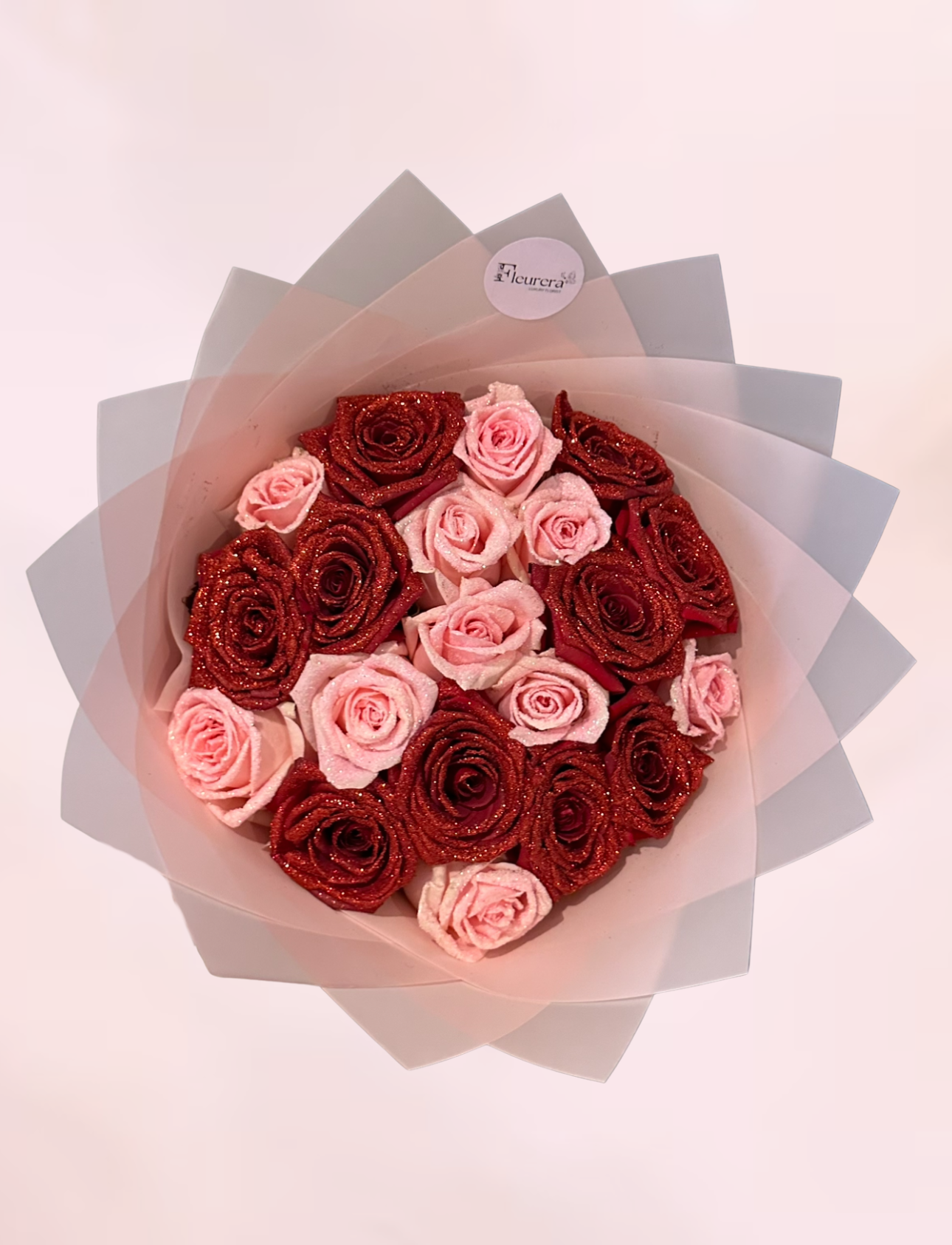 20 Rode en Roze Glitter Rozen